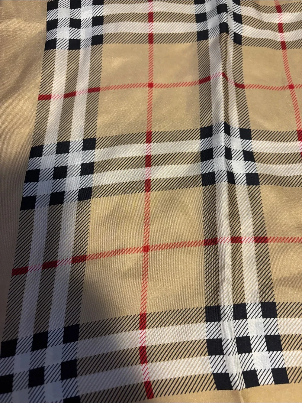 Burberry Vintage Nova Check Silk Scarf Plaid Red Black White Hand Stitch